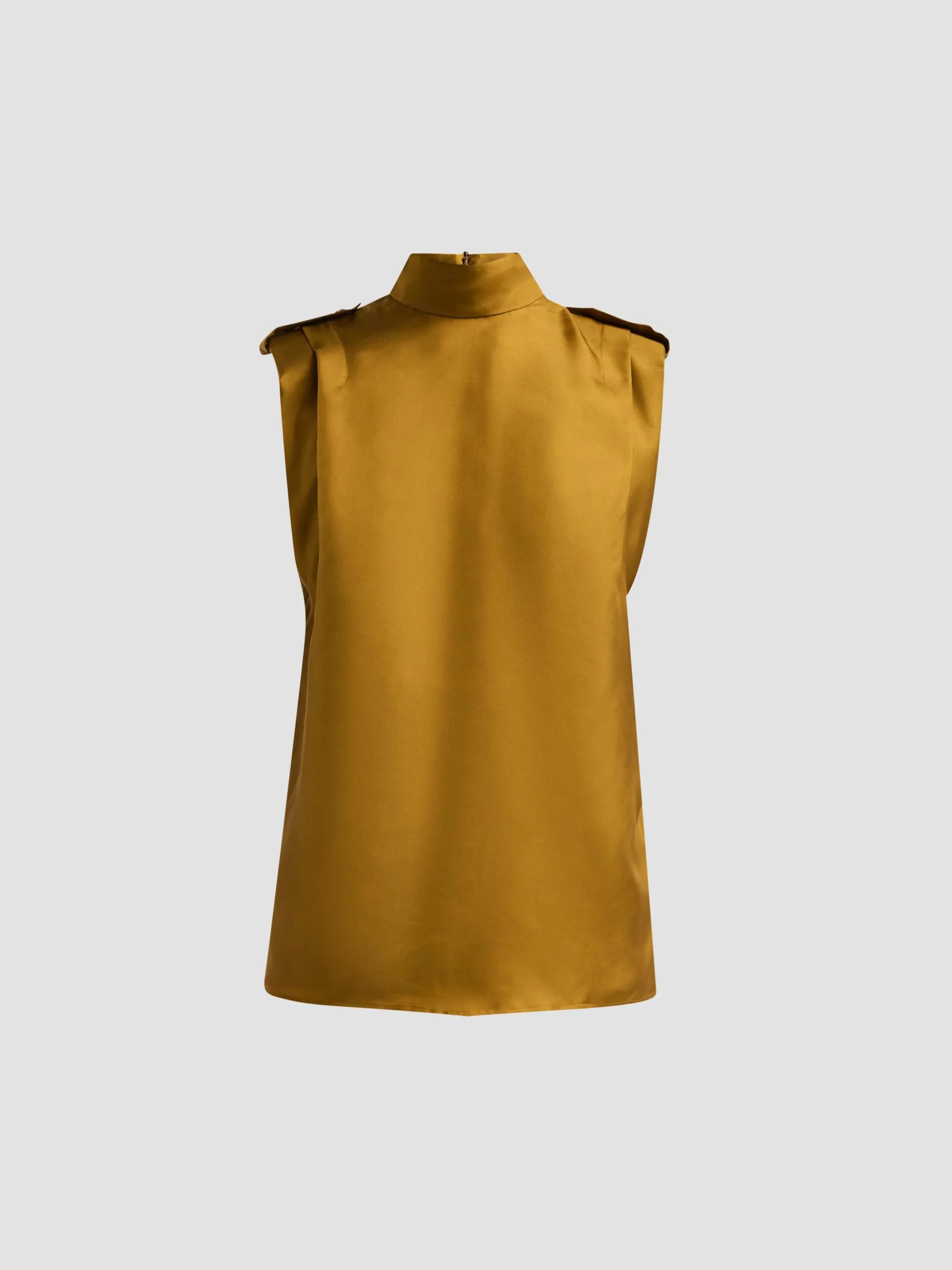 Women's Silk Sleeveless Tuck Blouse - Chartreuse - 1