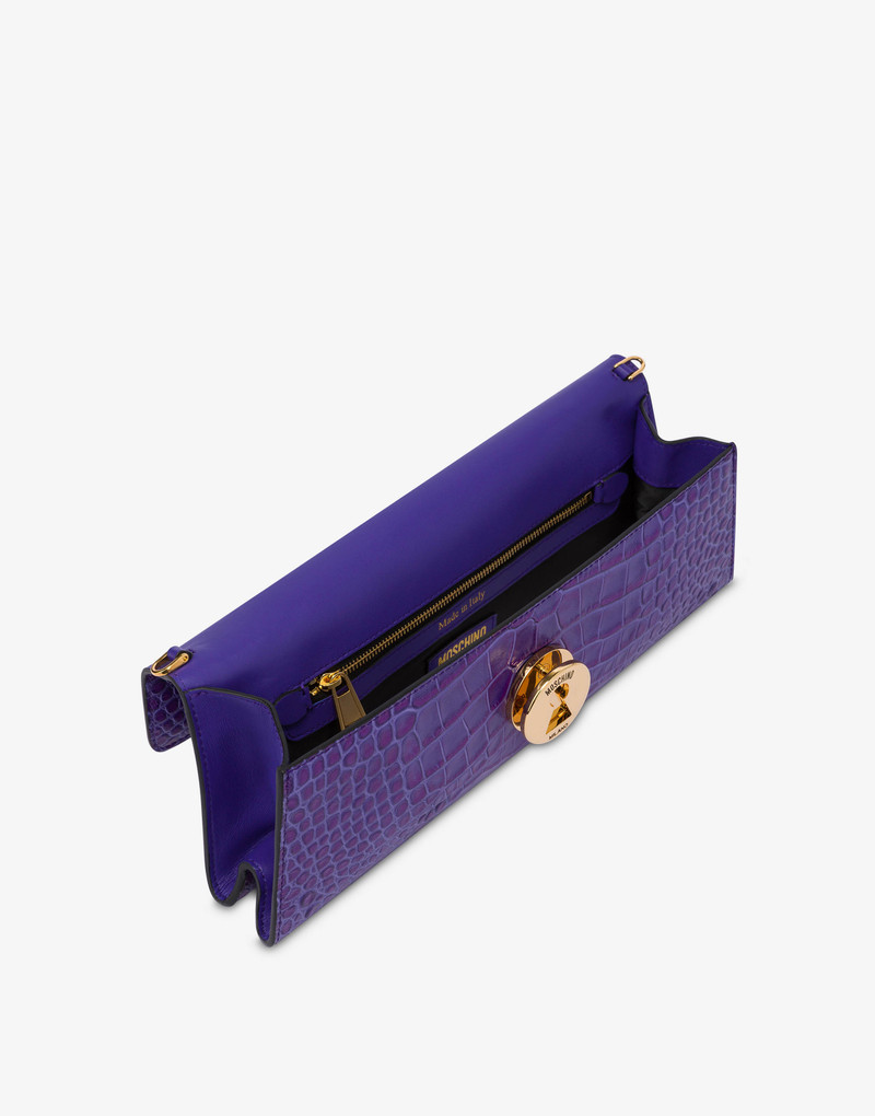 METAL CLOSURE CROCODILE-PRINT MAXI CLUTCH 3