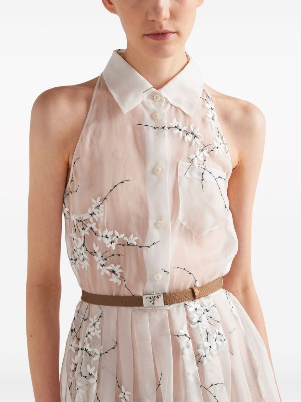 floral-embroidered silk midi dress - 5