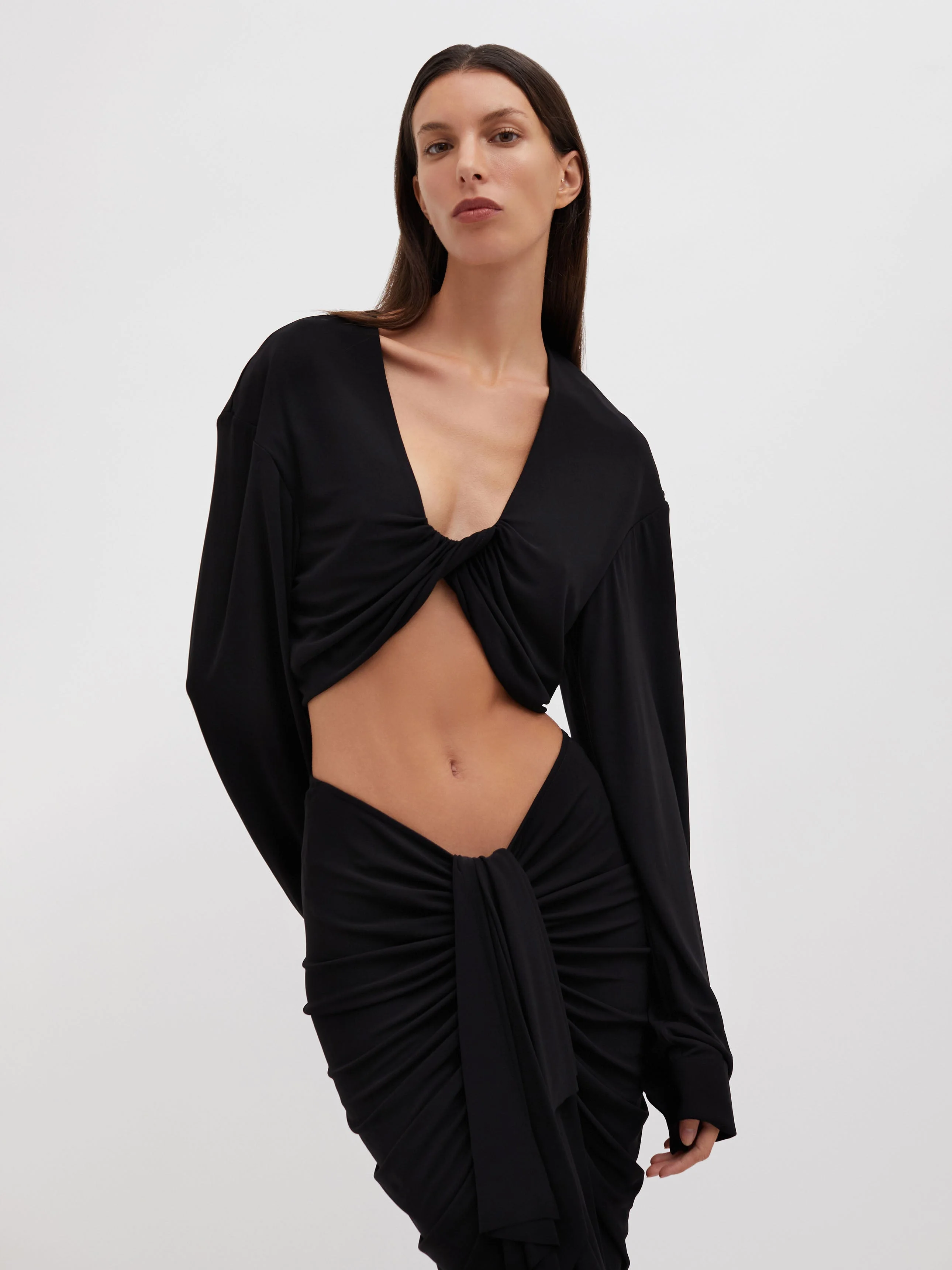 Vivenda Drape Long Sleeve Top - 1