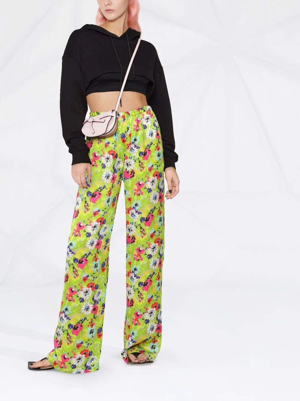 floral-print sequin-embellished trousers - 2
