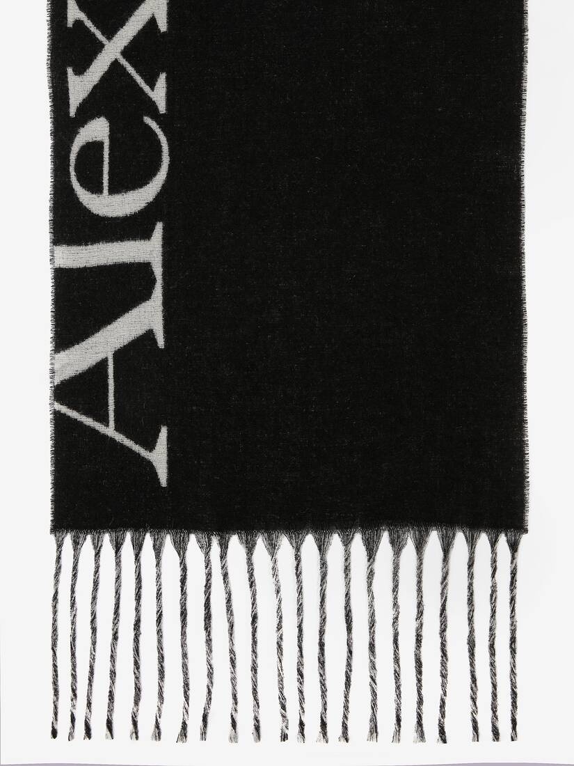 Cosy Giant Alexander Mcqueen Scarf in Black/ivory - 3