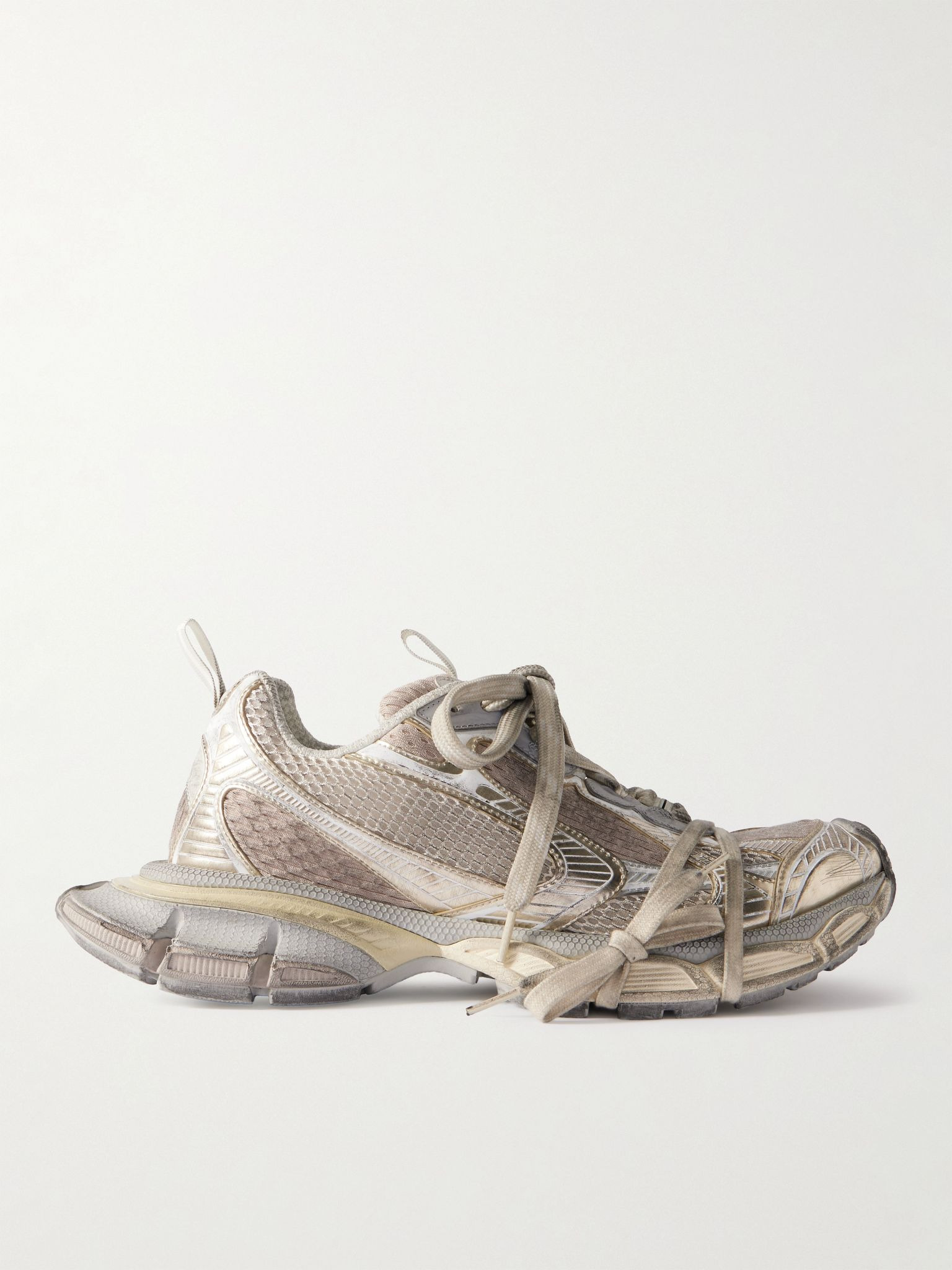 3XL Distressed Mesh and Rubber Sneakers White - 1
