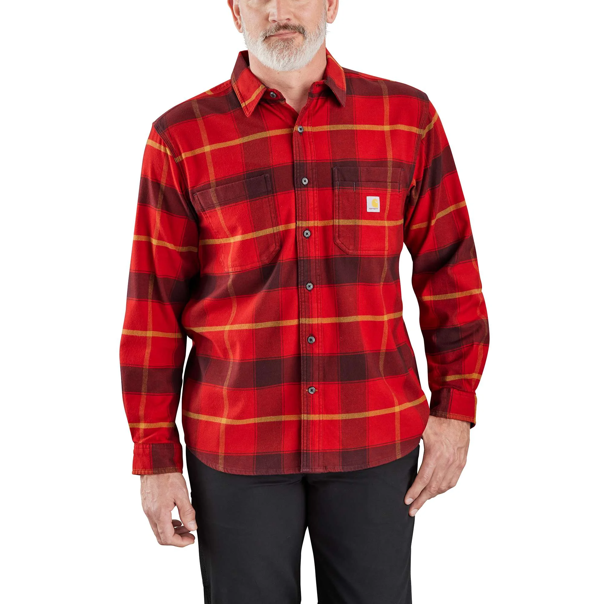Rugged Flex® Relaxed Fit Midweight Flannel Long-Sleeve Plaid Shirt - 1