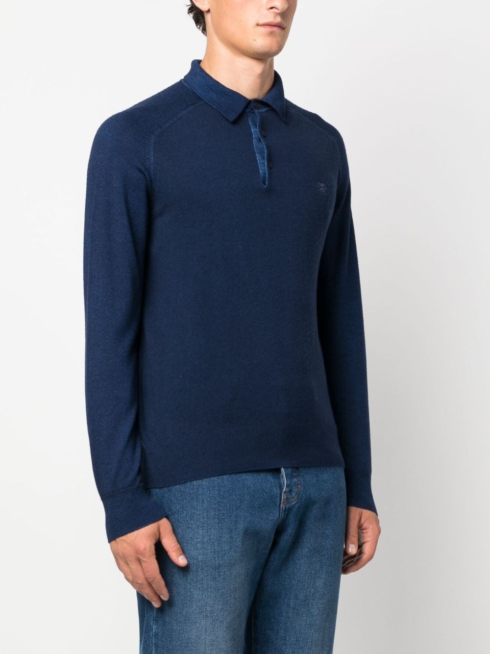 logo-embroidered long-sleeve polo shirt - 3