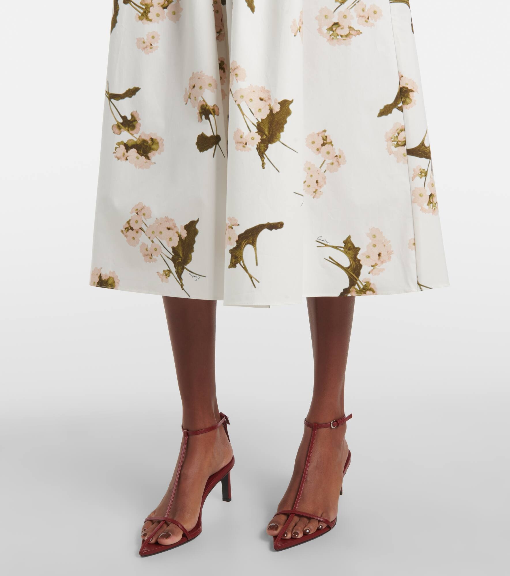 Floral cotton poplin midi dress - 7
