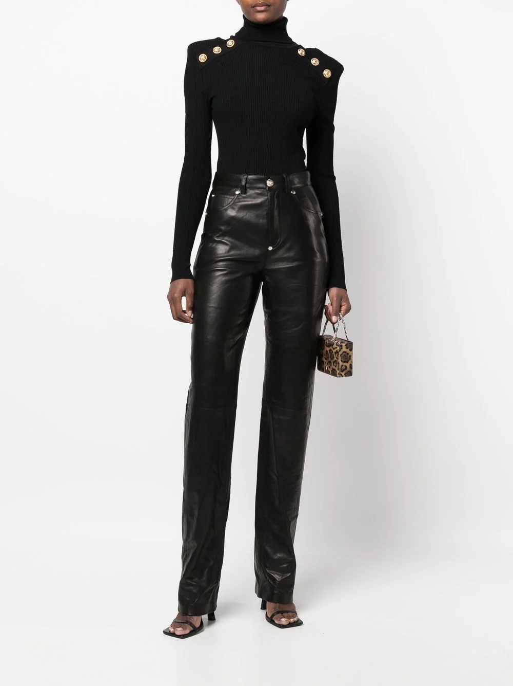 straight-leg lambskin trousers - 2