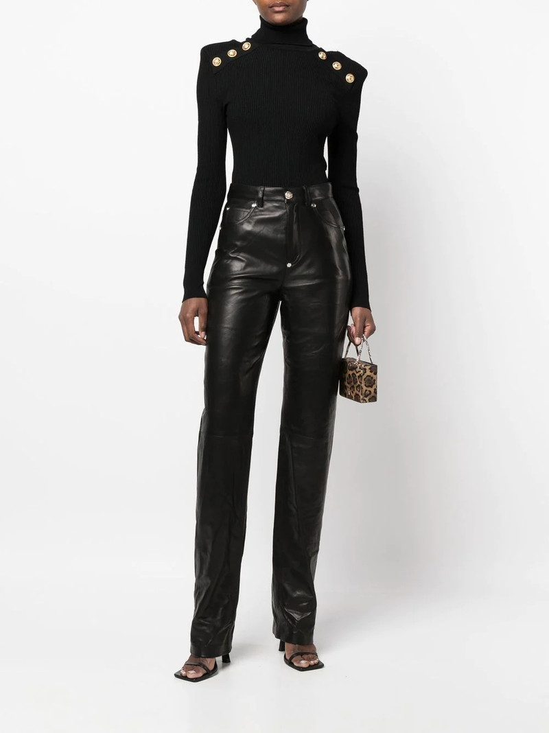 PHILIPP PLEIN straight-leg lambskin trousers outlook