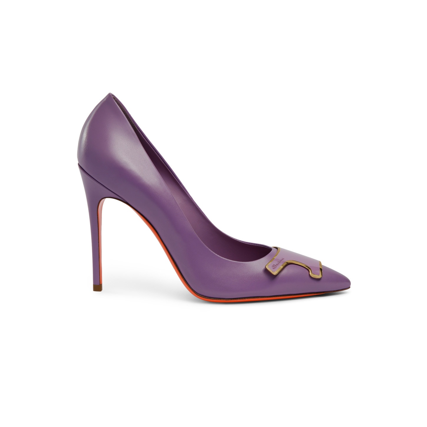 Women's lilac leather high-heel Santoni Sibille pump - 1
