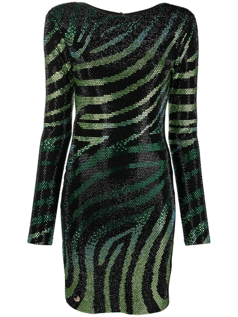 crystal-embellished zebra-print dress 1