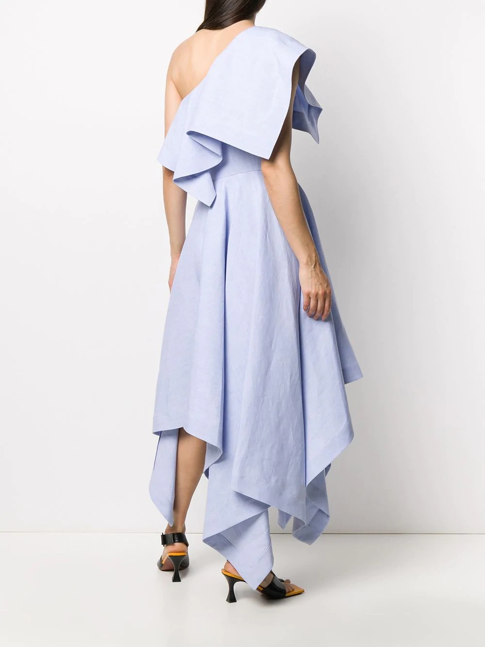 off-shoulder asymmetric midi dress - 4