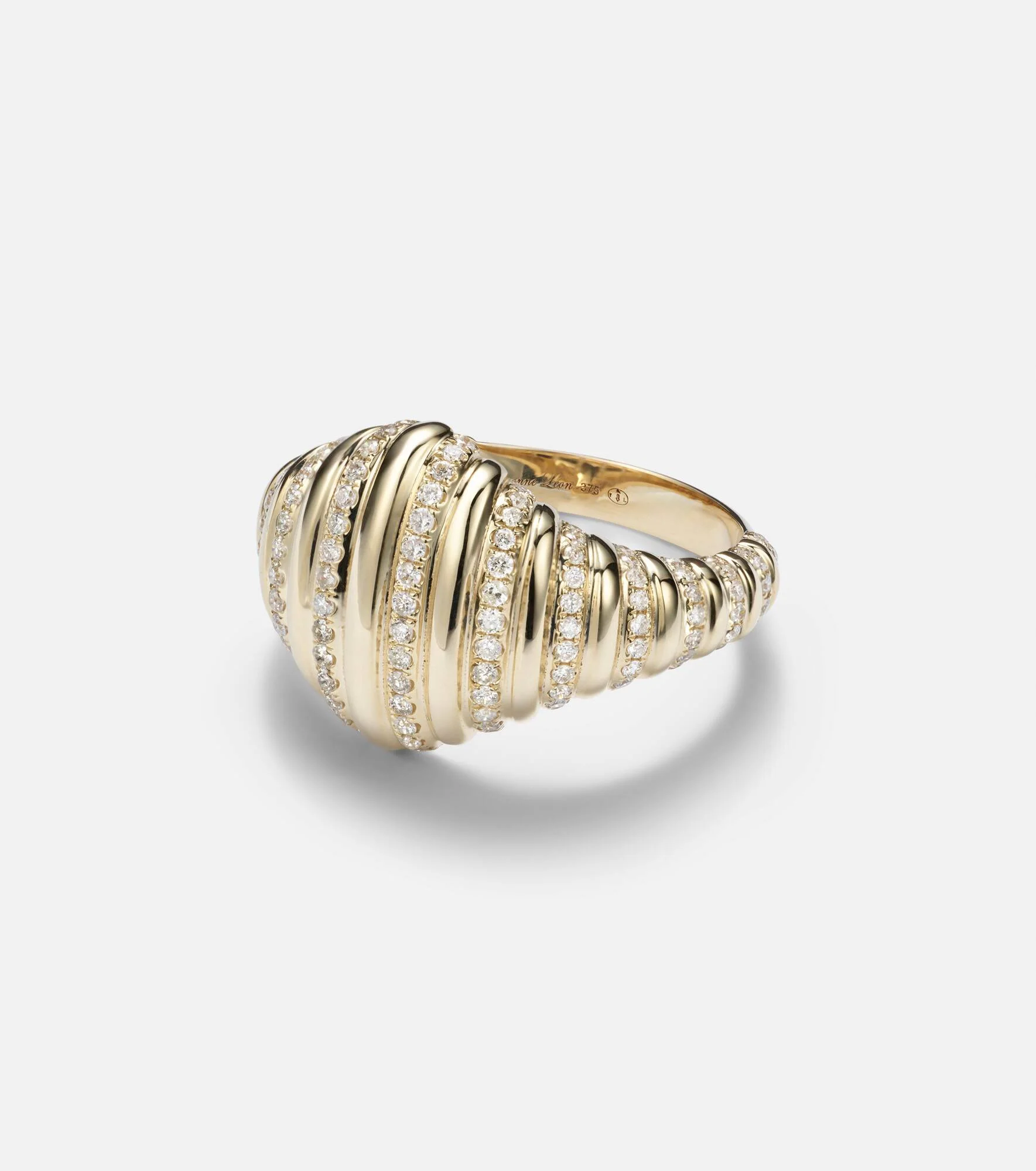 9kt gold pinky ring with diamonds - 1