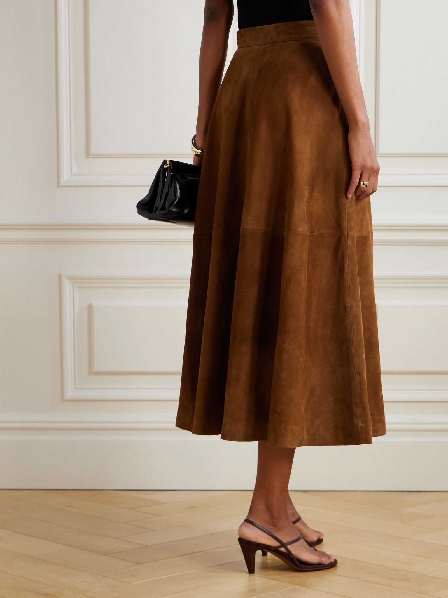 Suede midi skirt Camel - 3