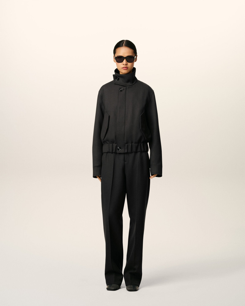 AMI Paris BLACK WOOL HARRINGTON JACKET outlook