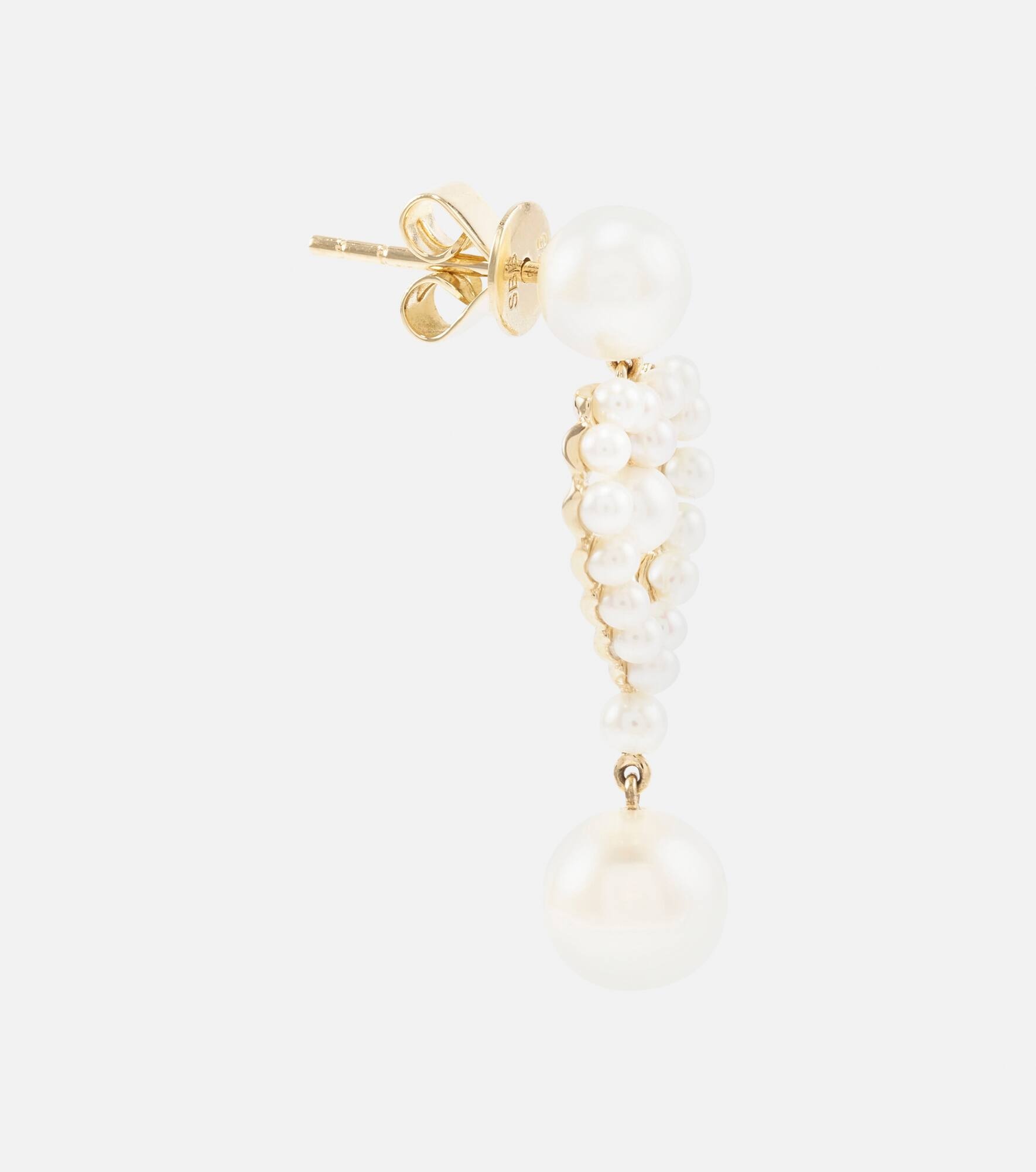 Pearl Heart 14kt gold pendant earrings with pearls - 4