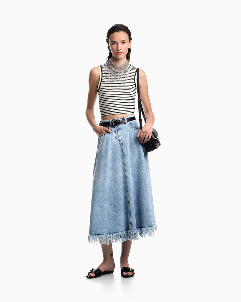 MIDI SKIRT IN VINTAGE-LOOK DENIM WITH FRINGES 2