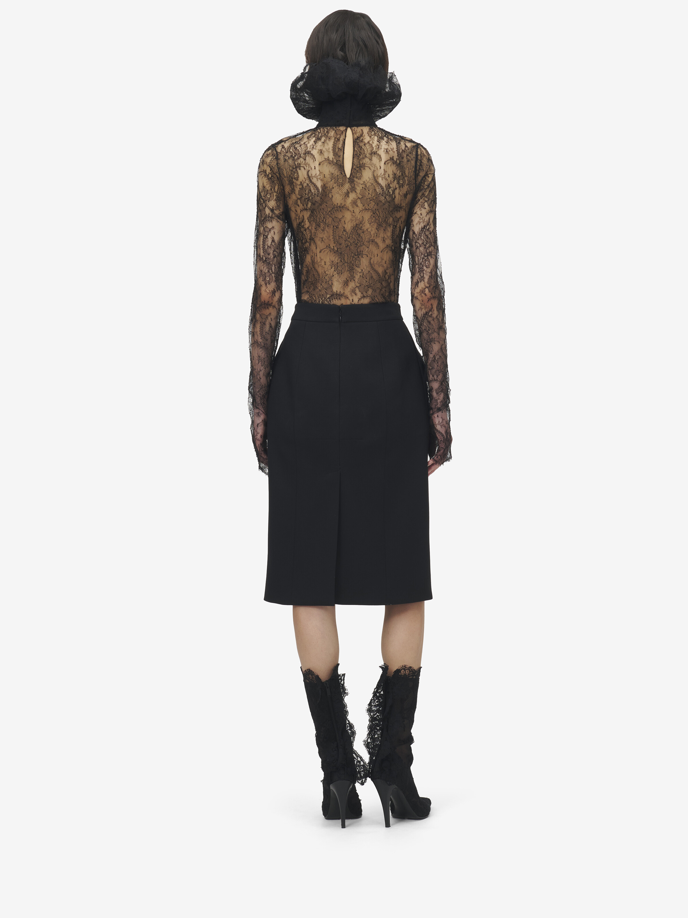 Wool Gabardine Pencil Skirt - 4