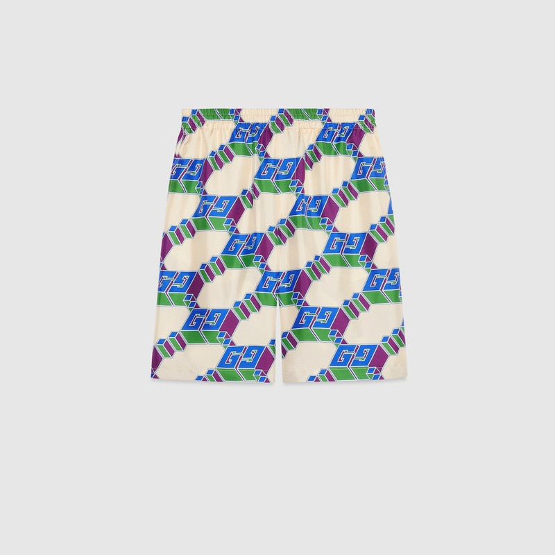 3D GG print silk shorts 1