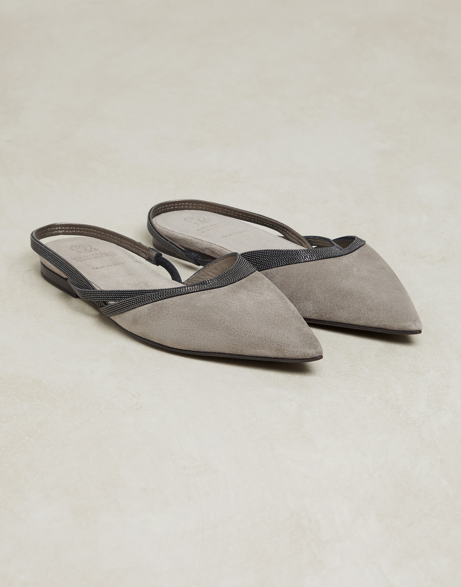 Suede slingback flats with precious straps - 1