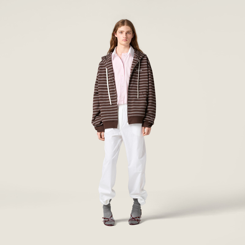 Miu Miu Striped cotton fleece hoodie jacket outlook