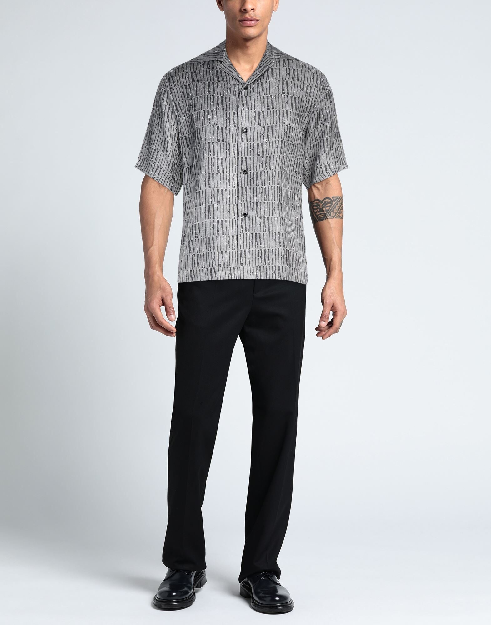 Grey Men's Patterned Shirt - 2