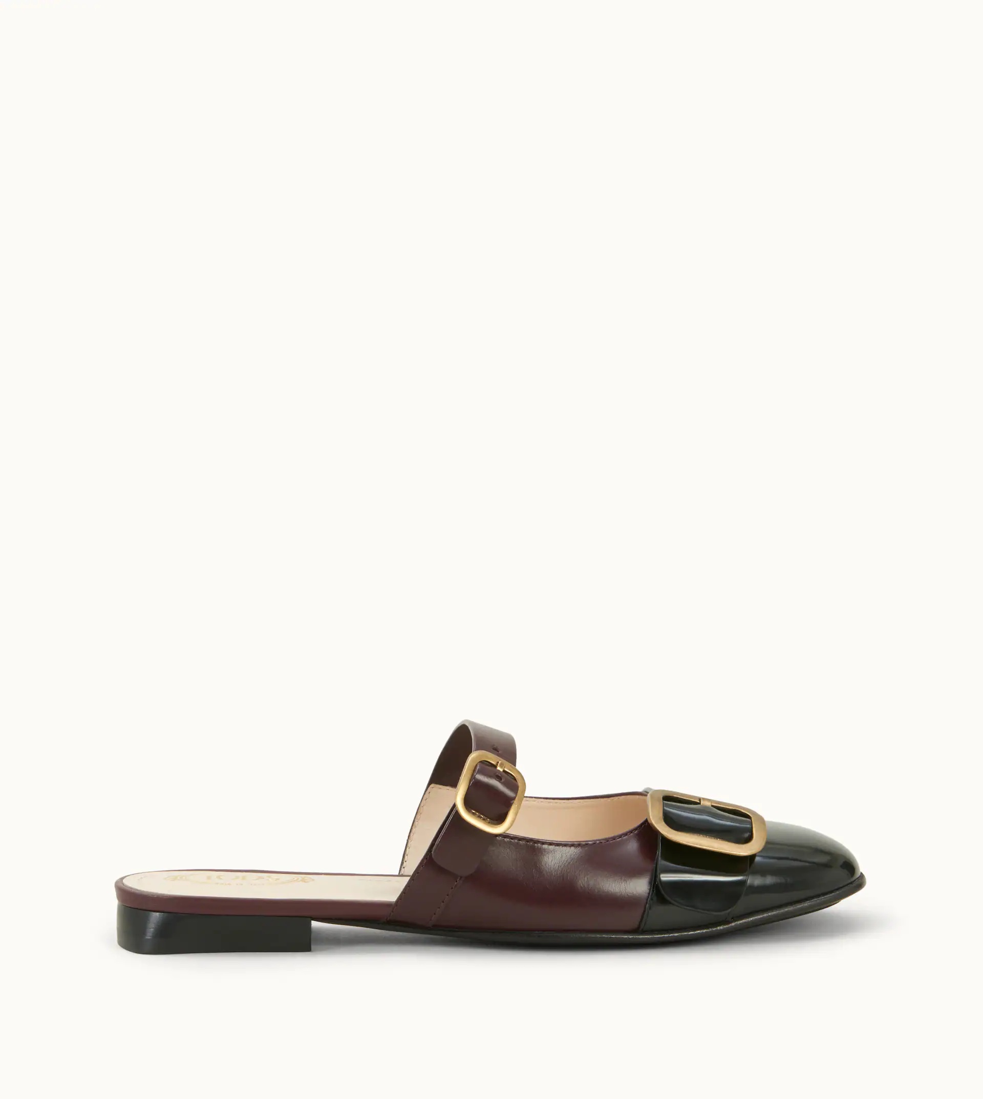 SANDALS IN LEATHER - BLACK, BURGUNDY - 1