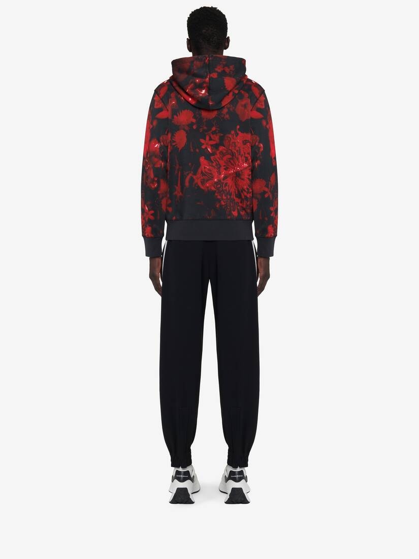 Men's Wax Flower Hooded Sweatshirt in Black/red - 5