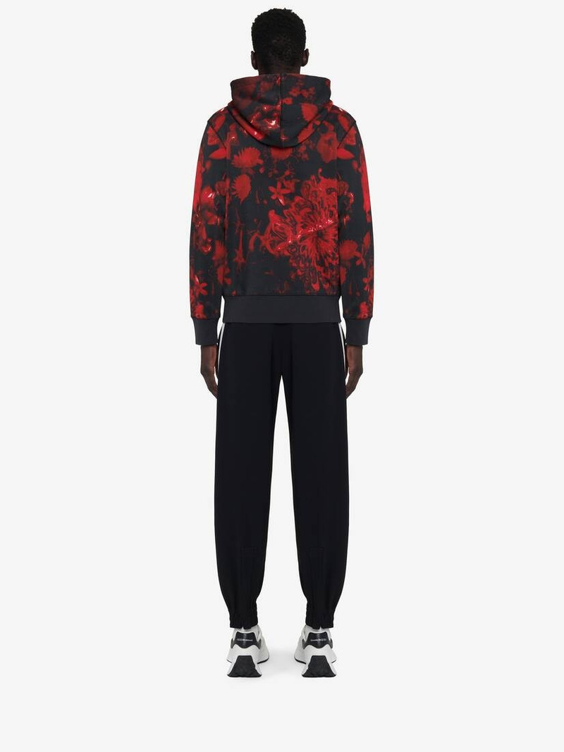 Men's Wax Flower Hooded Sweatshirt in Black/red 5
