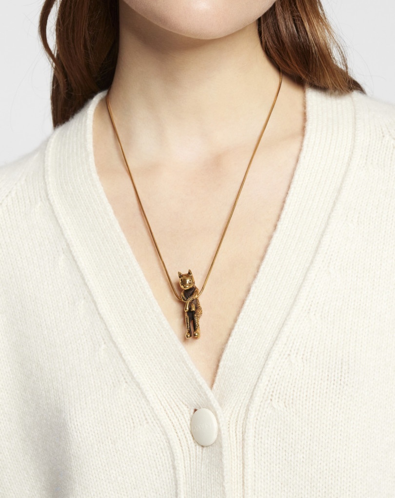 BRASS CAT PENDANT NECKLACE - 2