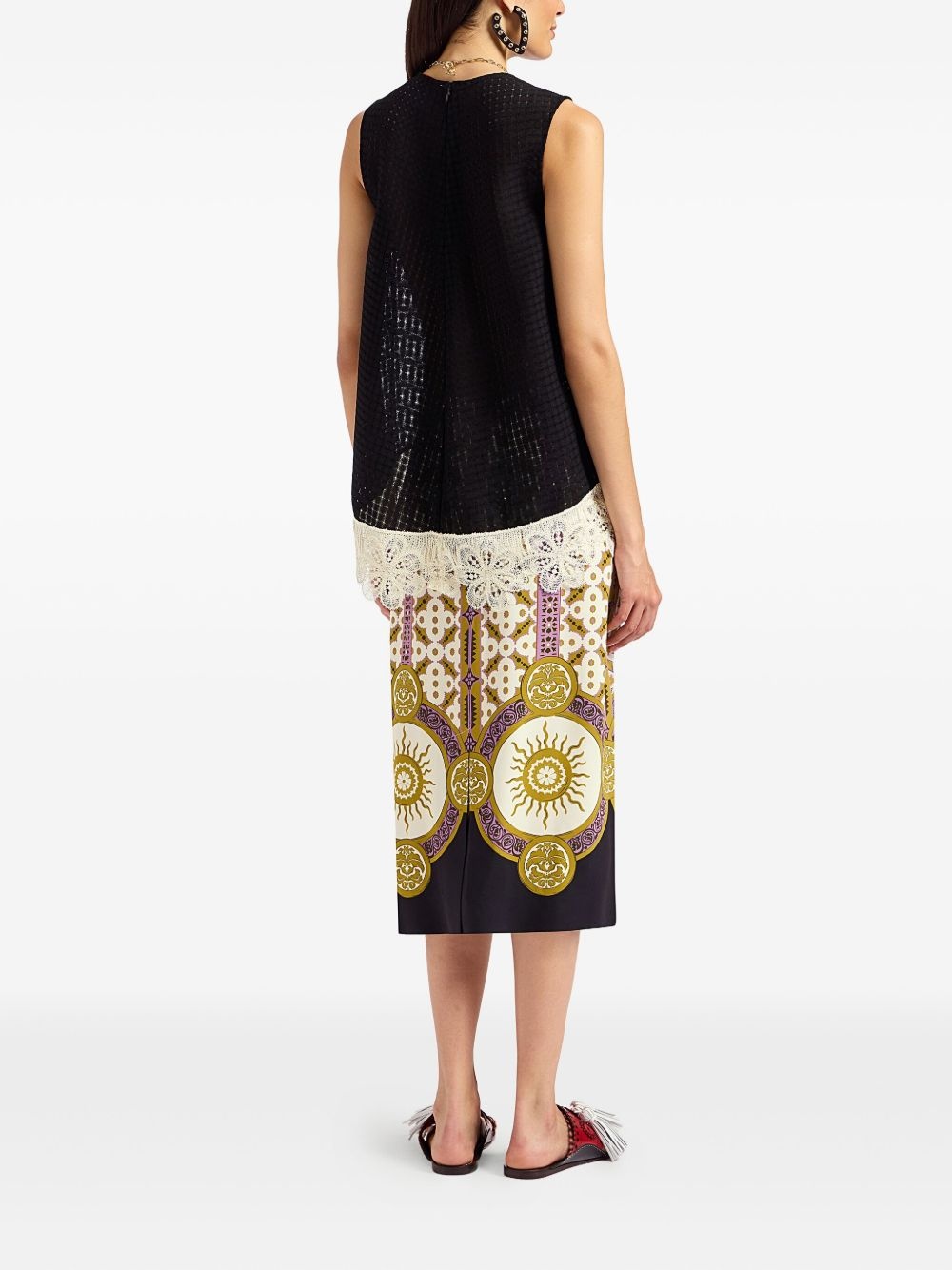 patterned pencil skirt - 4