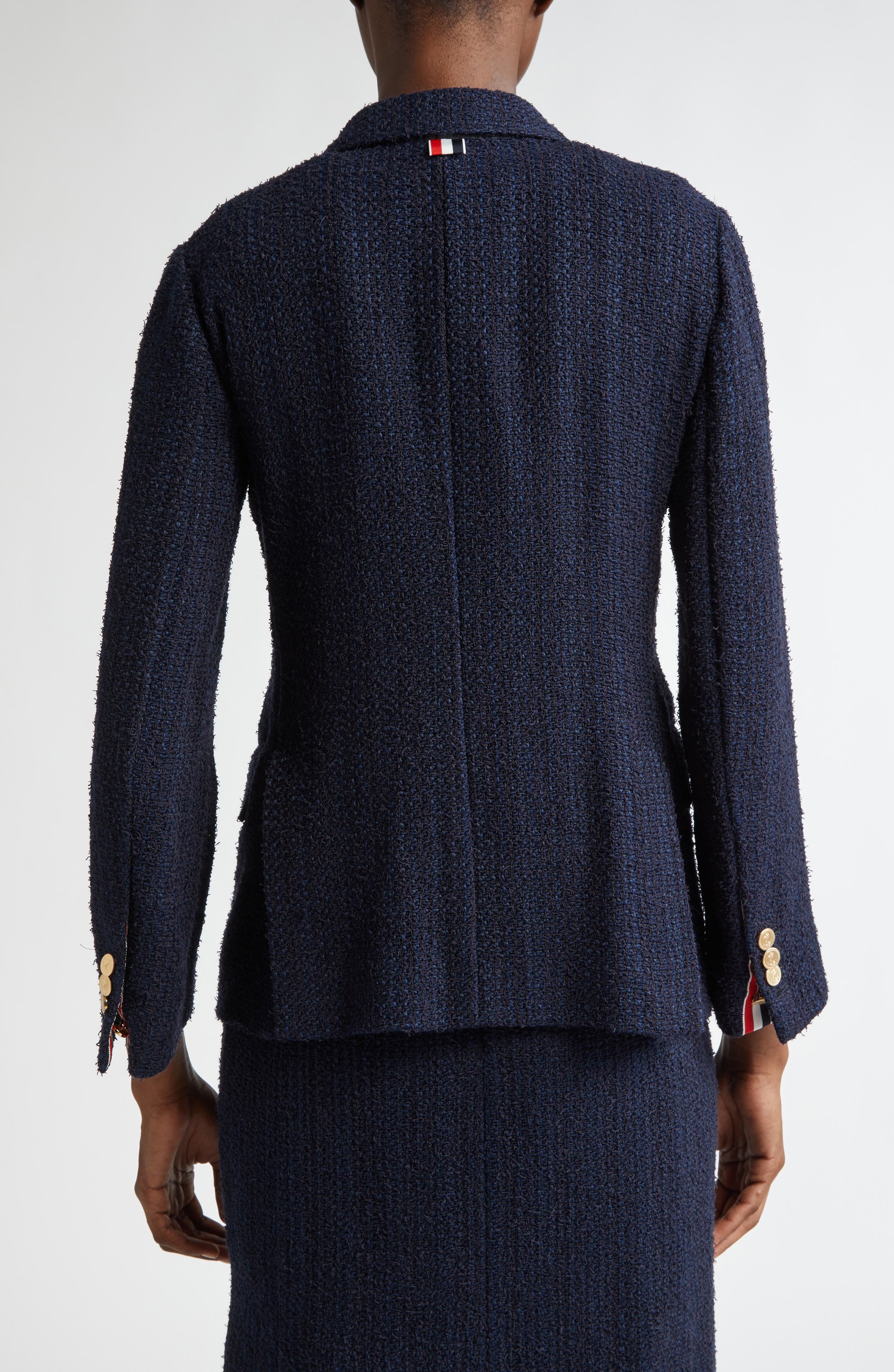 Thom Browne Unconstructed Tweed Blazer in Navy at Nordstrom - 3