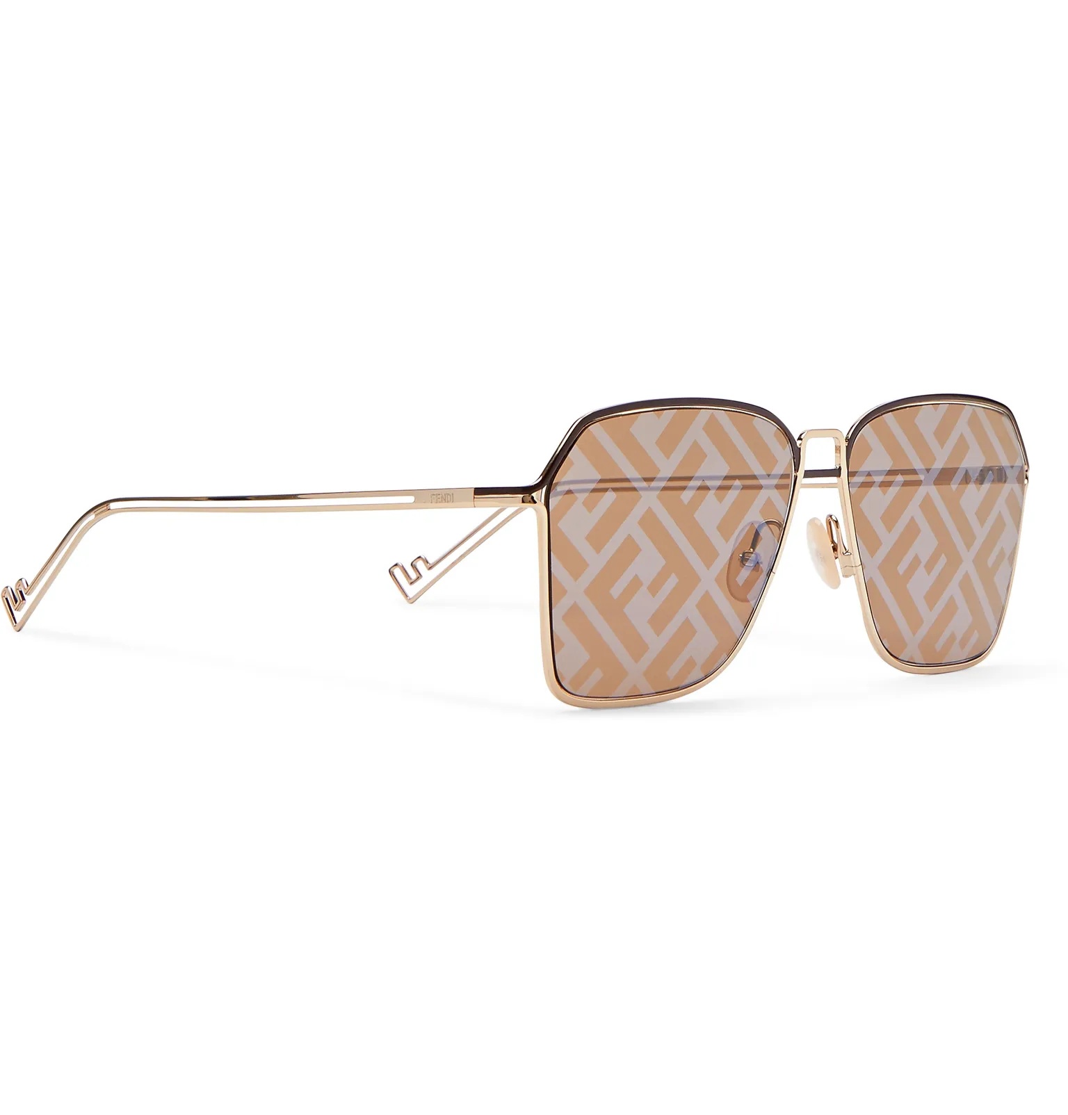 Square-Frame Logo-Print Silver-Tone Sunglasses - 2