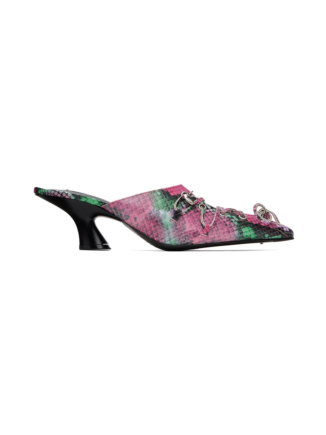 Multicolor Lace-Up Mules - 1