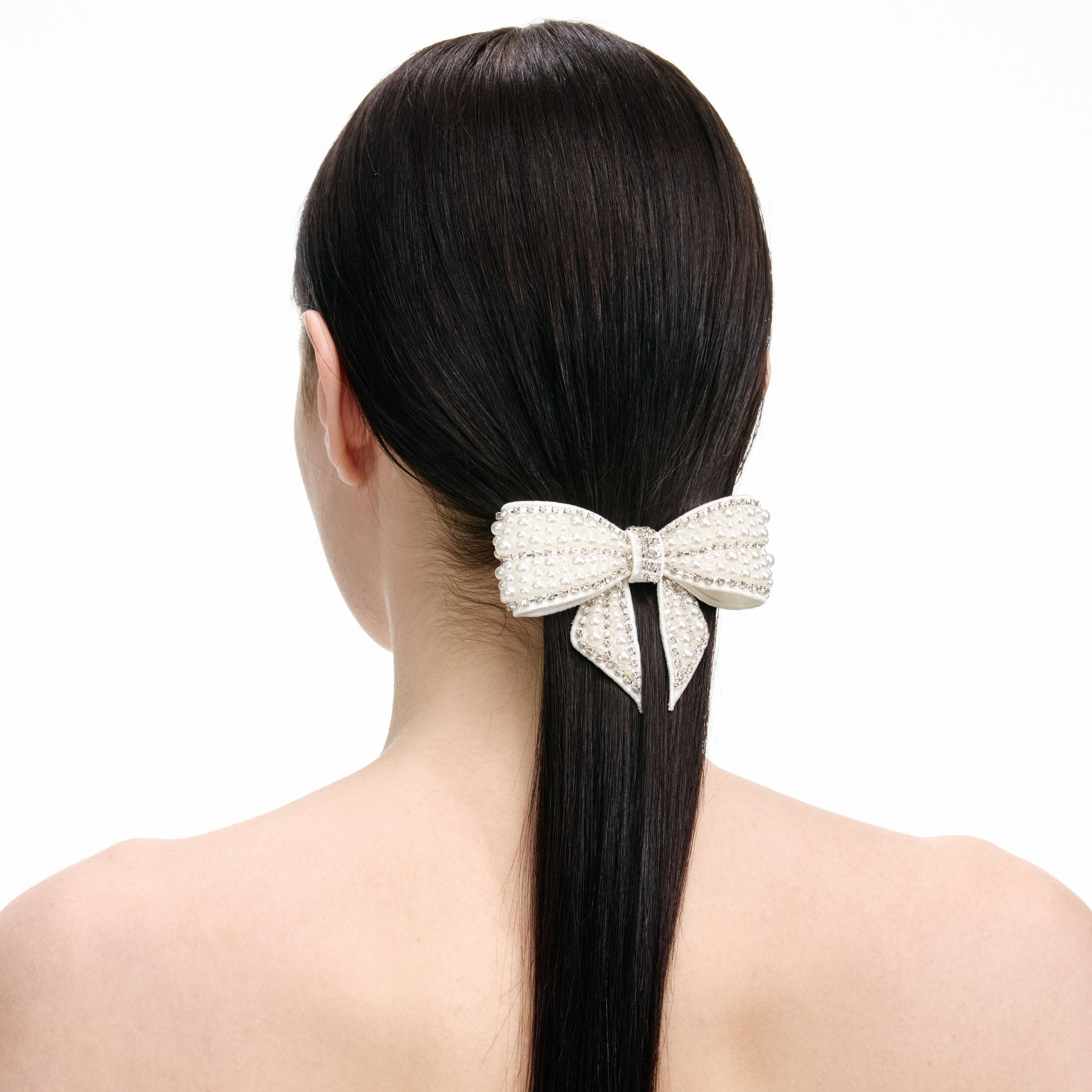 Pearl Crystal Bow Hairclip - 3