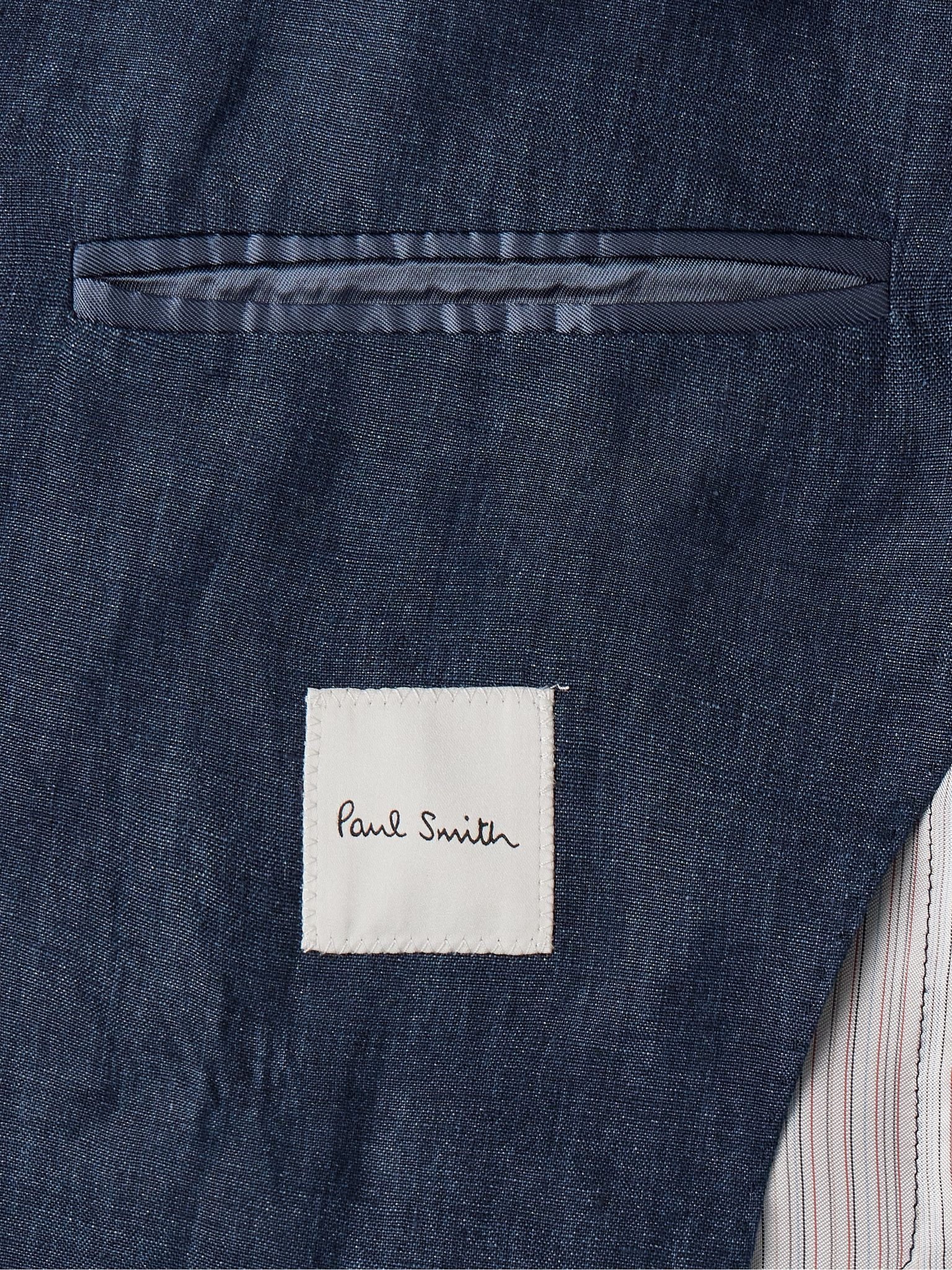 Delave Unstructured Double-Breasted Linen Blazer Navy - 5