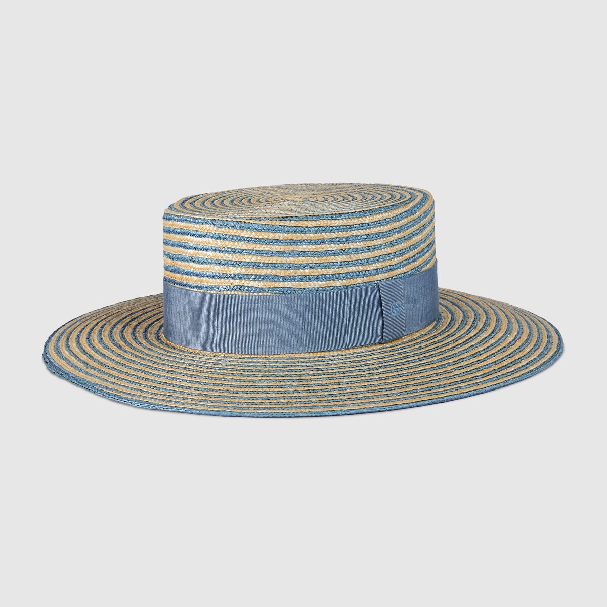 Striped raffia wide-brimmed hat - 4