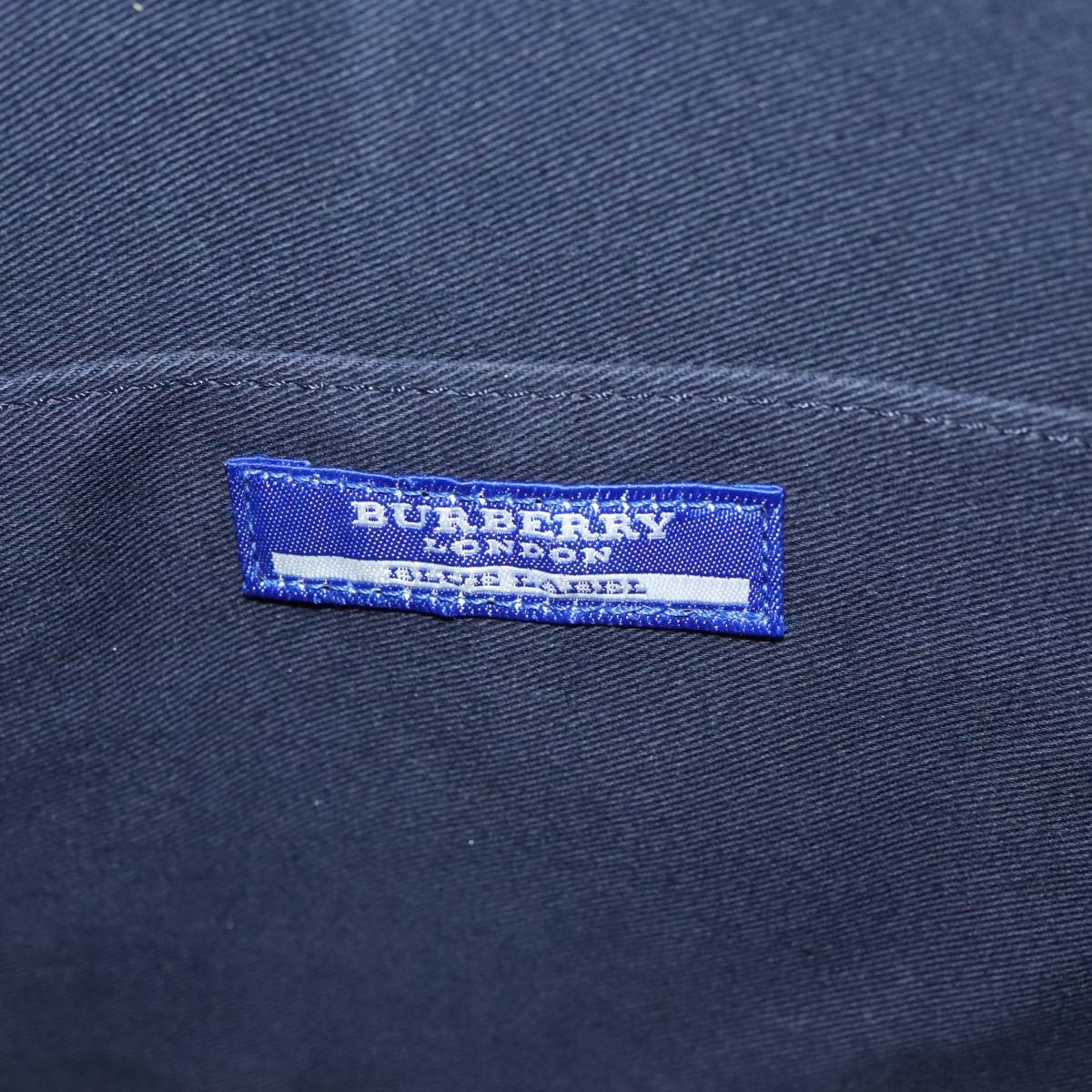 Burberry Hand Bag Canvas Leather Navy Silver - 15