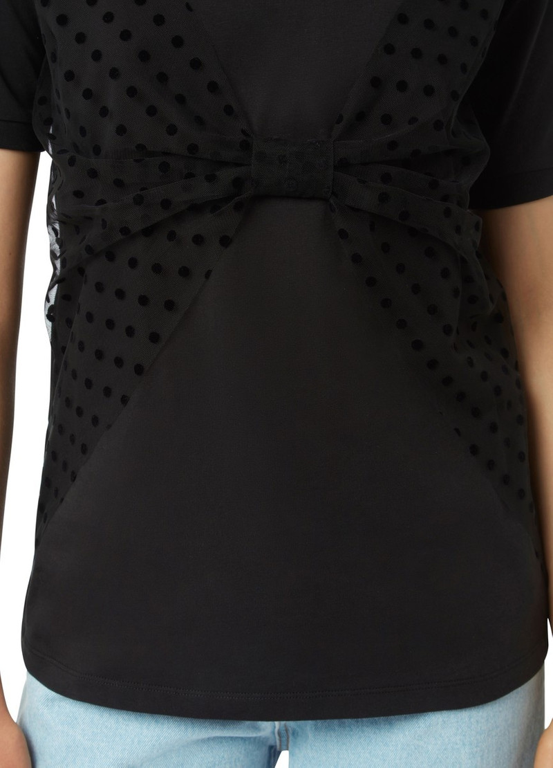 bow-detail 면 T 셔츠 3