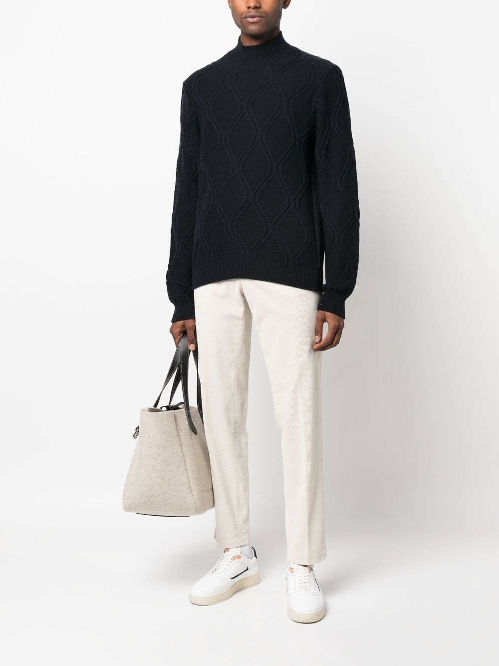 cable-knit turtleneck jumper - 2