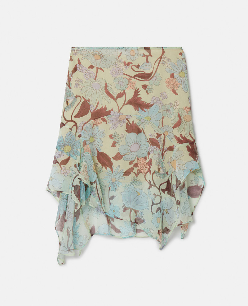 Lady Garden Print Silk Chiffon Skirt 1