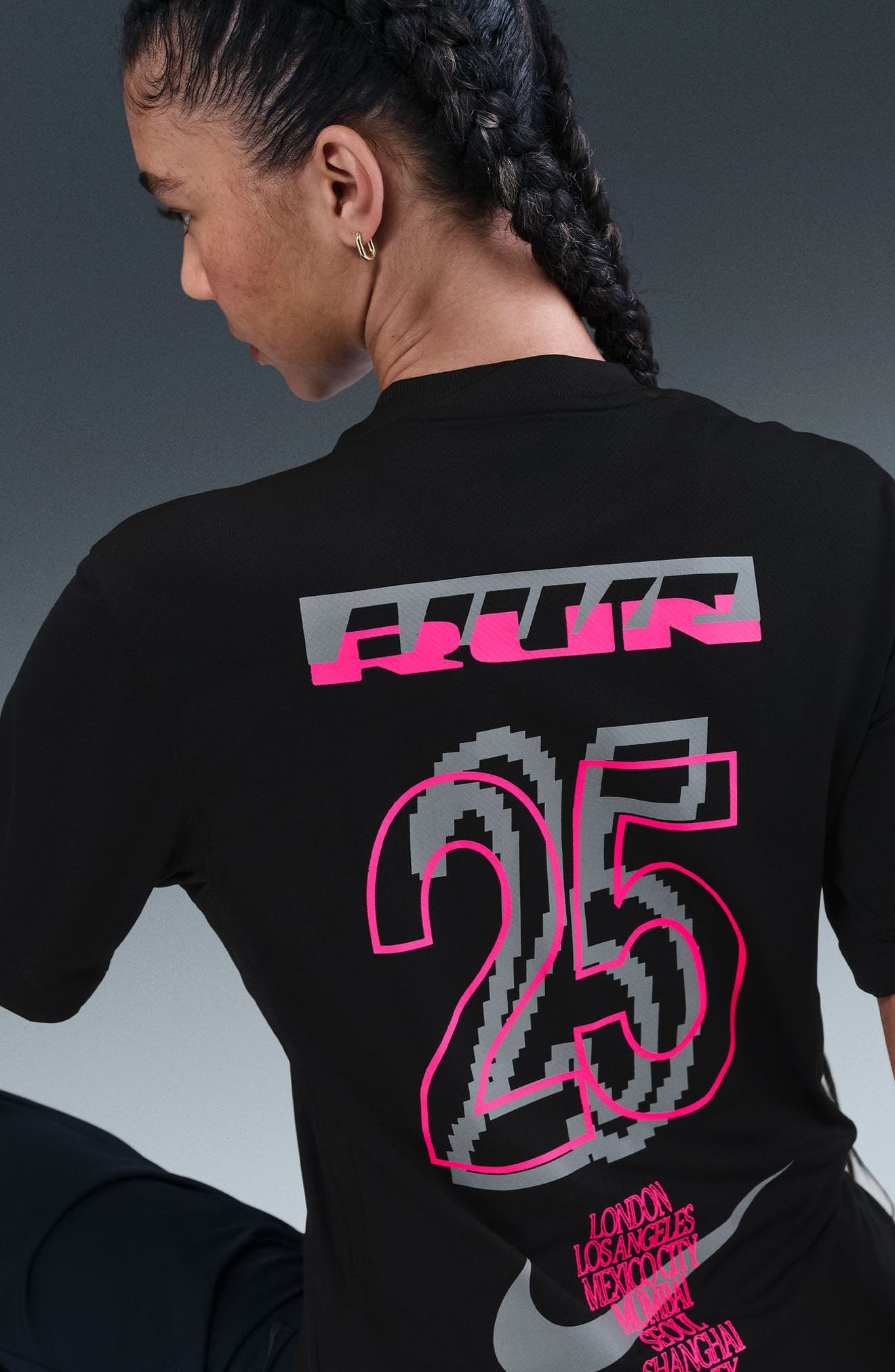 Nike Dri-FIT Reflective Graphic Running T-Shirt in Black/Hyper Pink at Nordstrom - 6