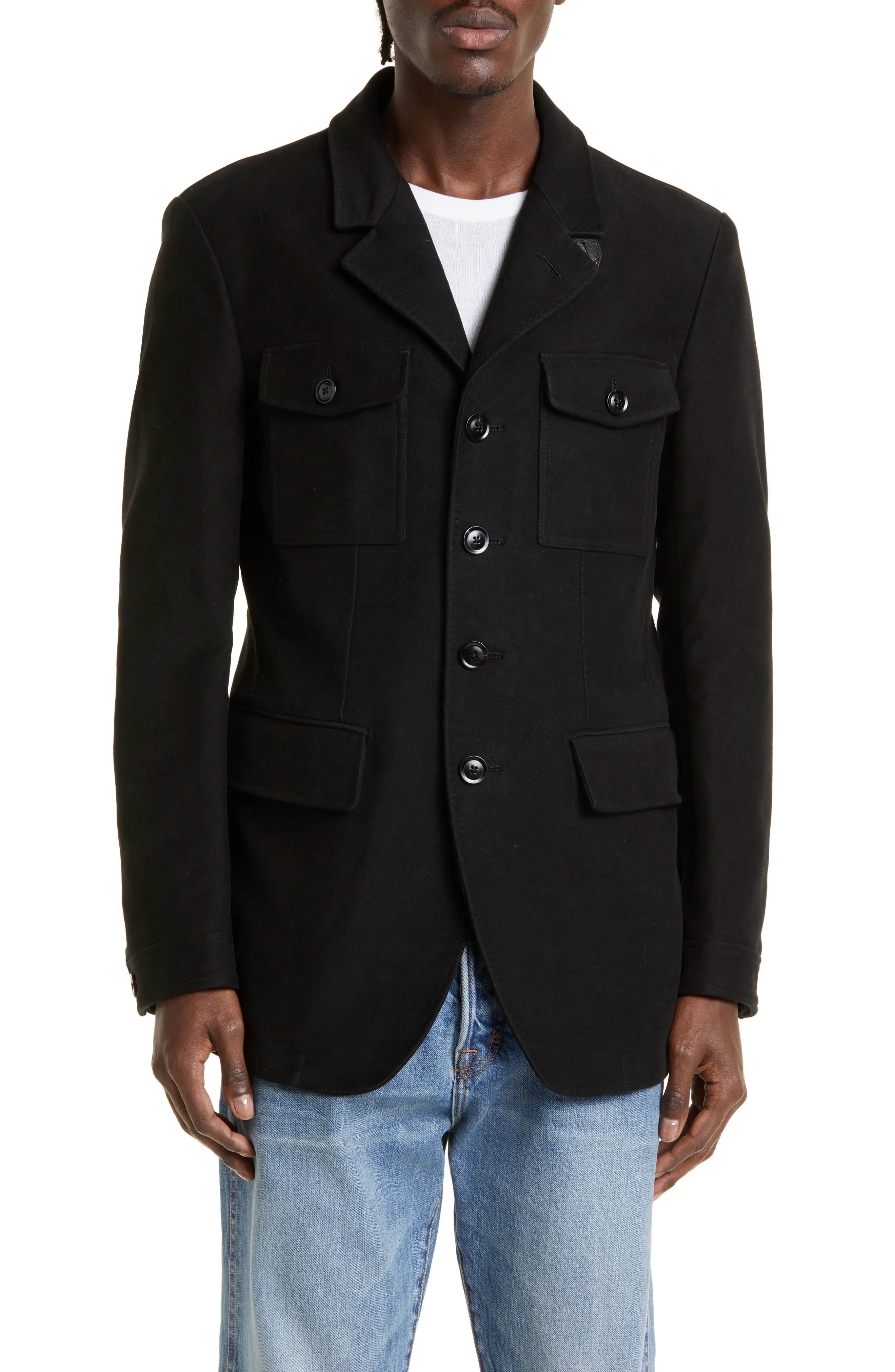 Cotton Moleskin Military Jacket - 1