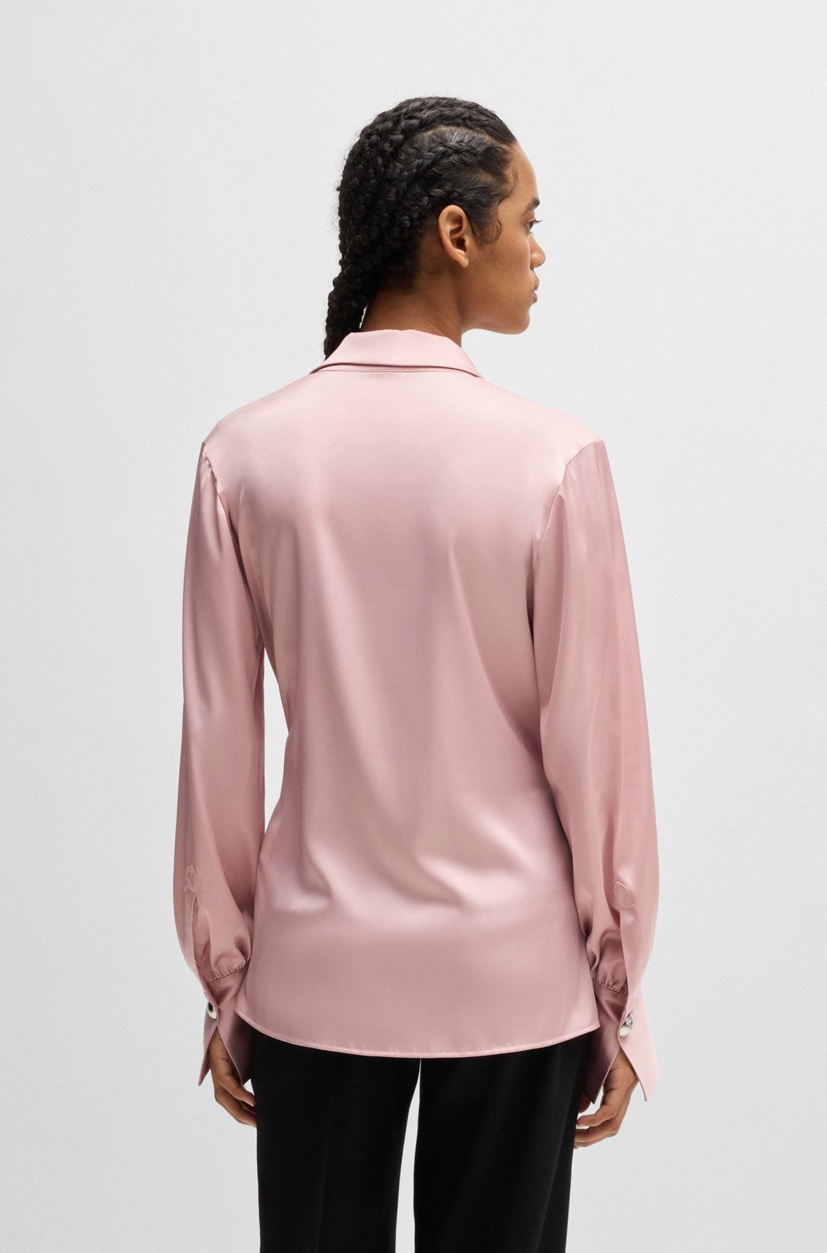 SLIM-FIT BLOUSE WITH WRAP FRONT AND STATEMENT CUFFS - 5