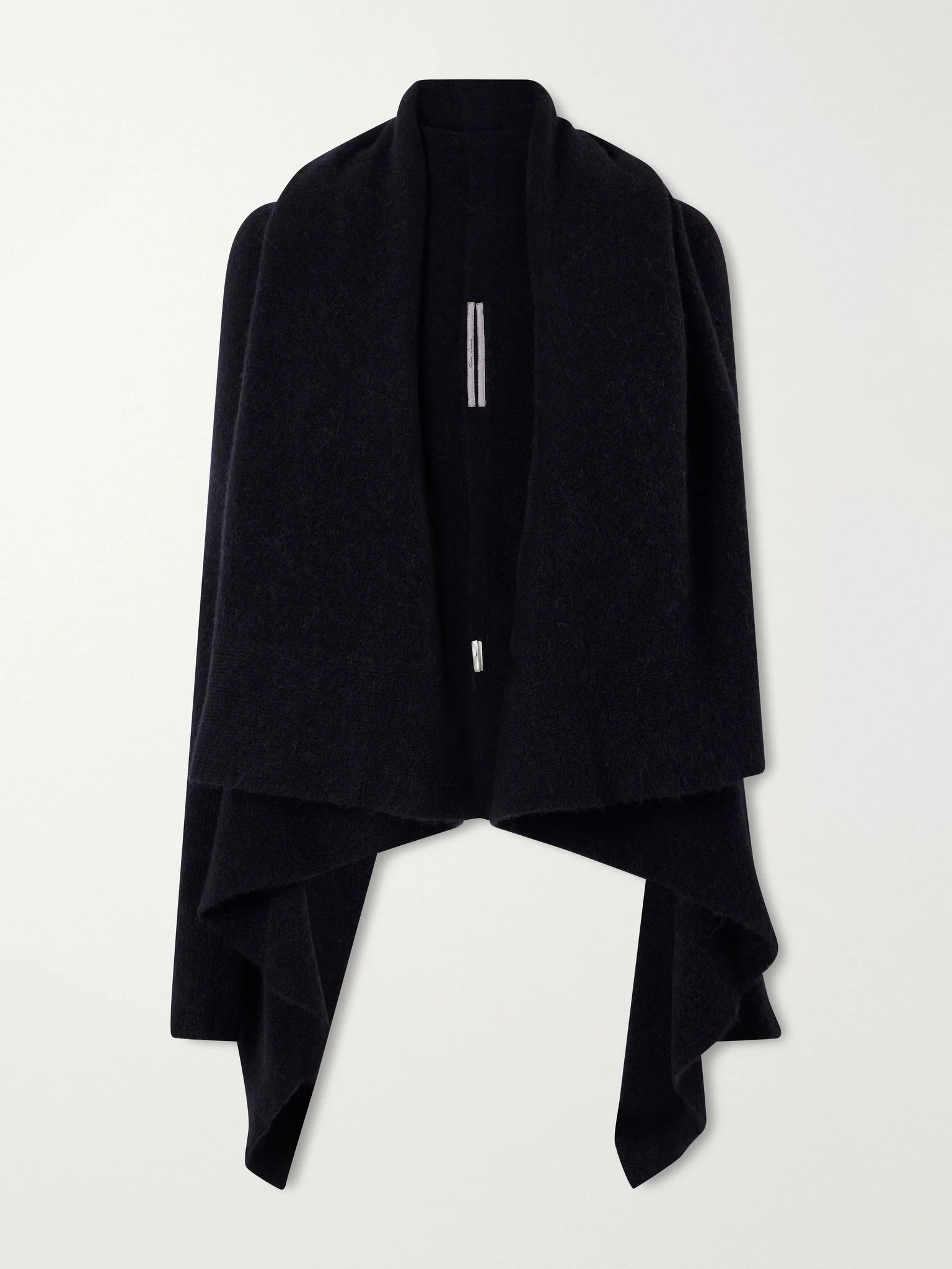 Draped wool-blend cardigan Black - 1