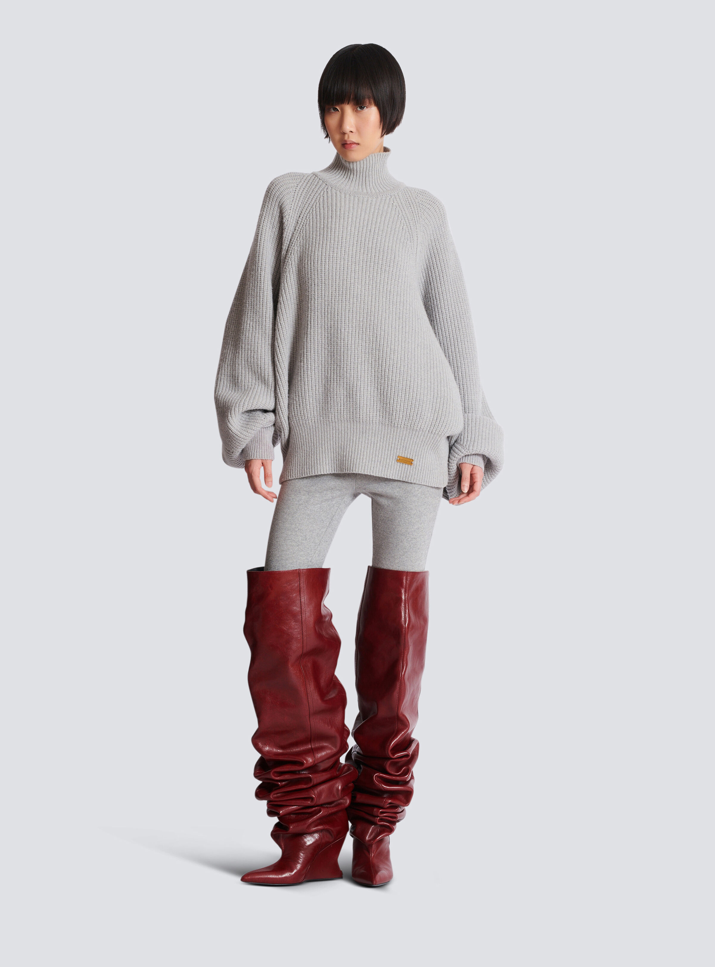 High-neck ribbed knit jumper - 2