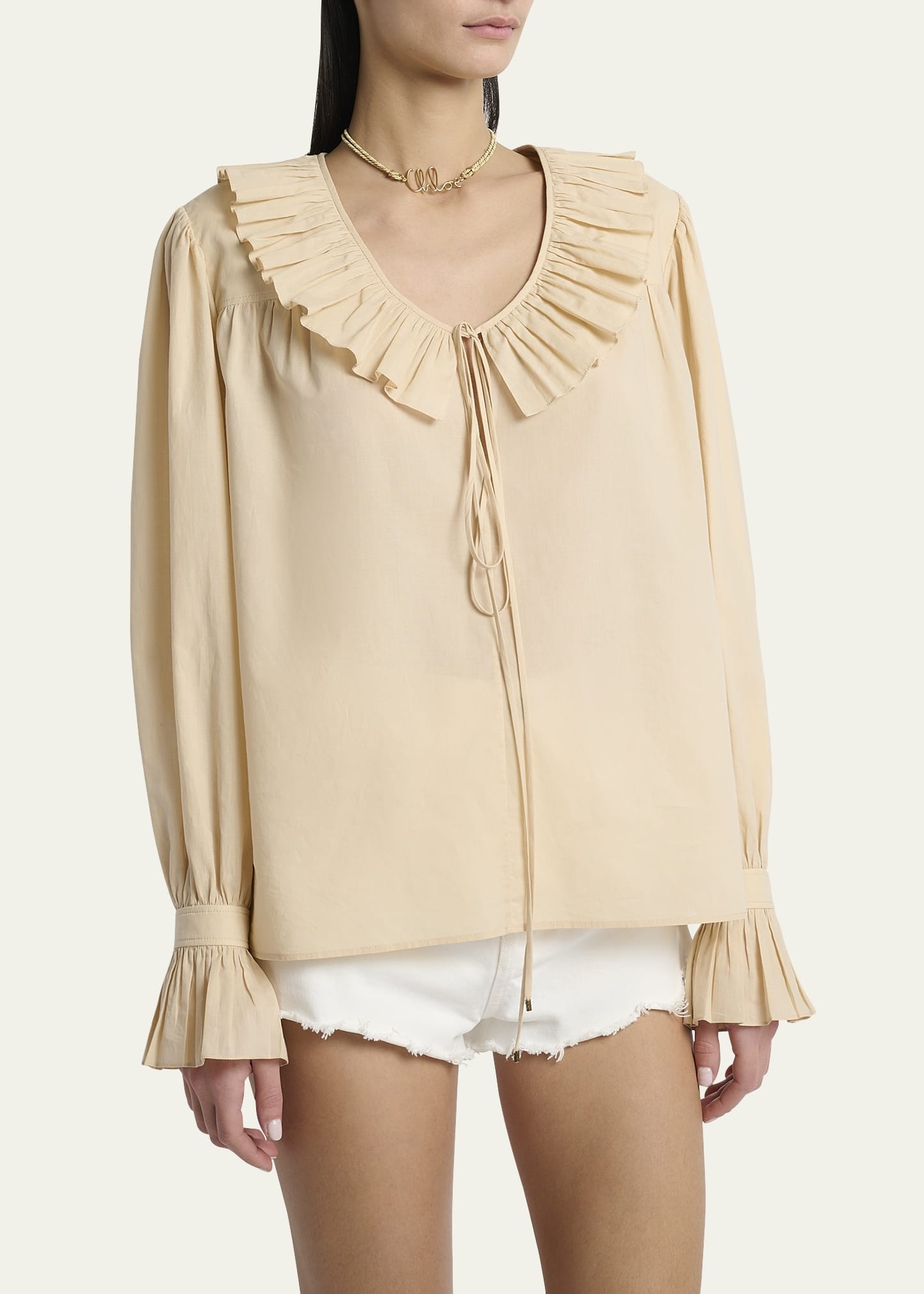 Ruffle Cotton Voile Blouse - 4
