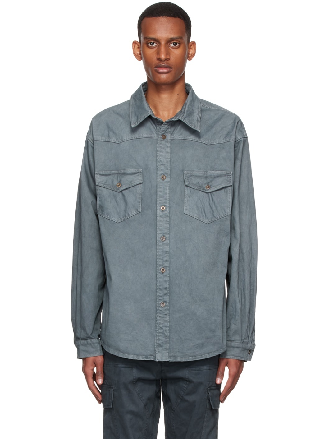 Grey Cotton Shirt - 1