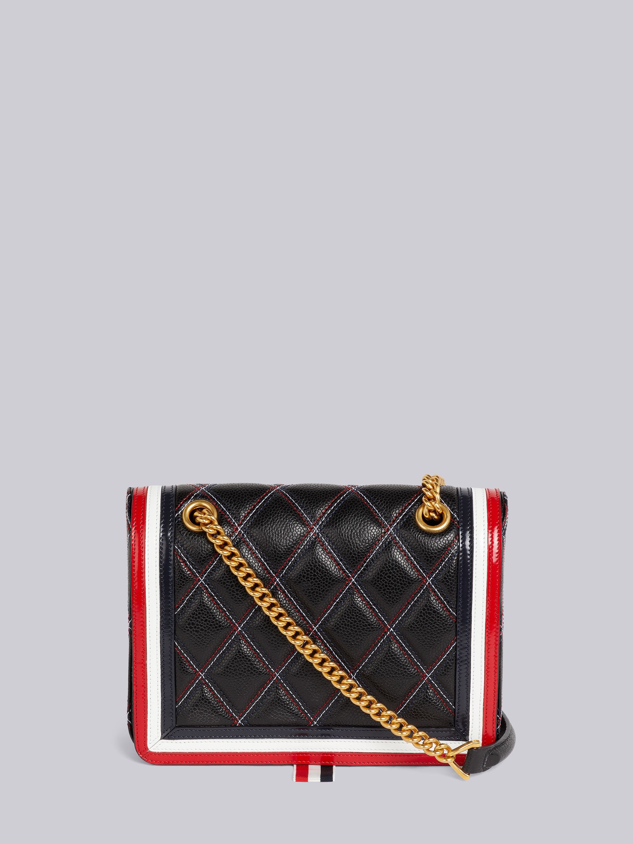 Black Agneau Caviar Multicolor Criss-cross Quilted Small Flap Shoulder Bag - 1