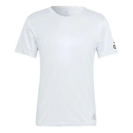 adidas Round Neck Pullover Solid Color Short Sleeve White HB7471 - 1