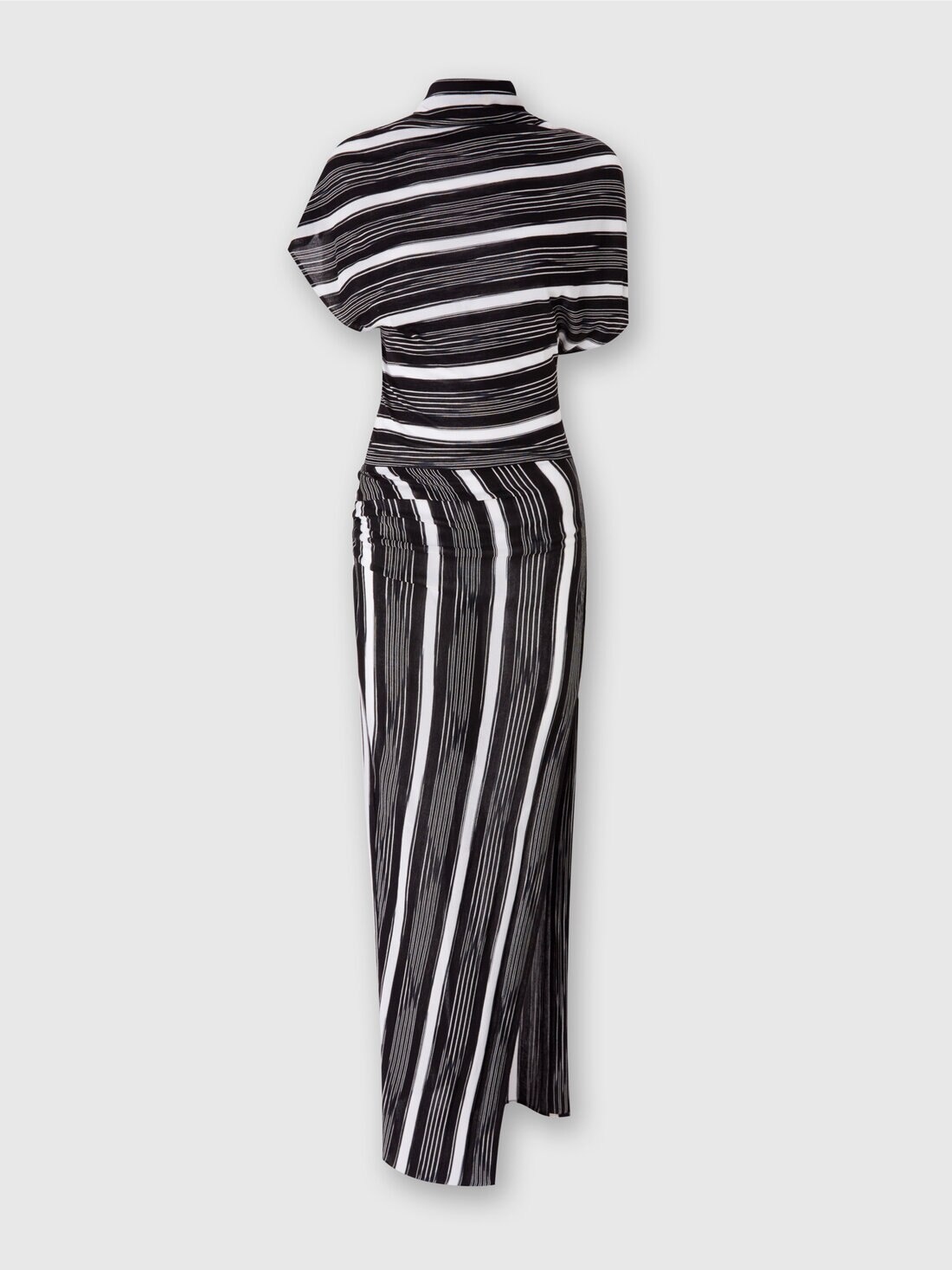 Long viscose and wool dress with draped neckline - 1